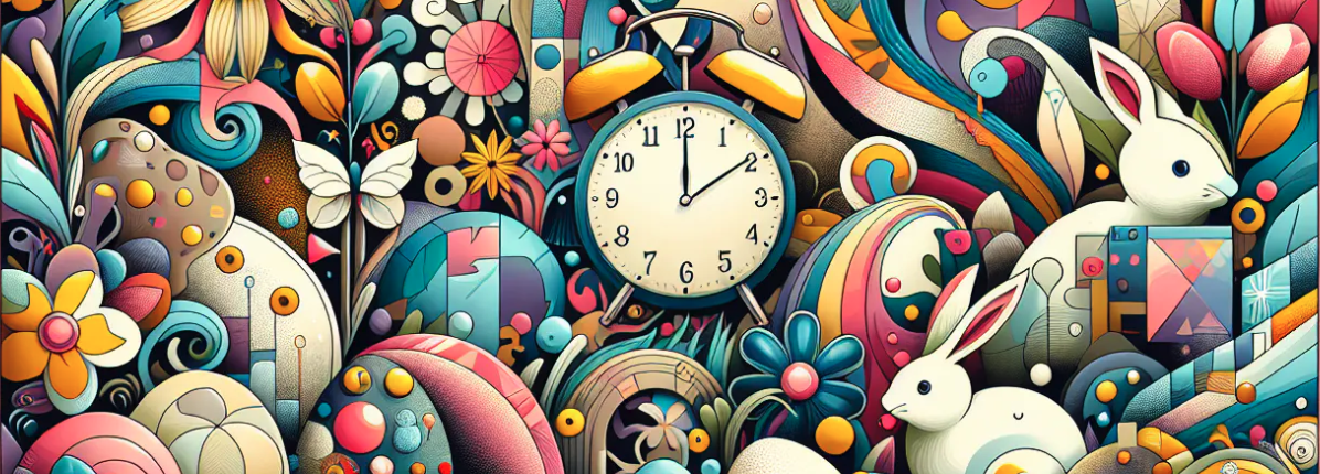 Spring, easter, clocks and change (AI-generated from Tana, my knowledge gardening software)